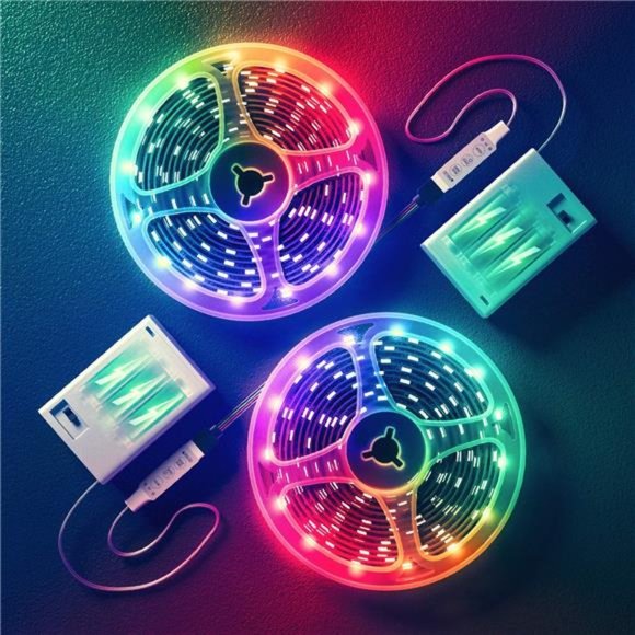 Battery Powered LED Strip Lights 13.2ft,RGB Color Changing Flexible Battery - Picture 1 of 7
